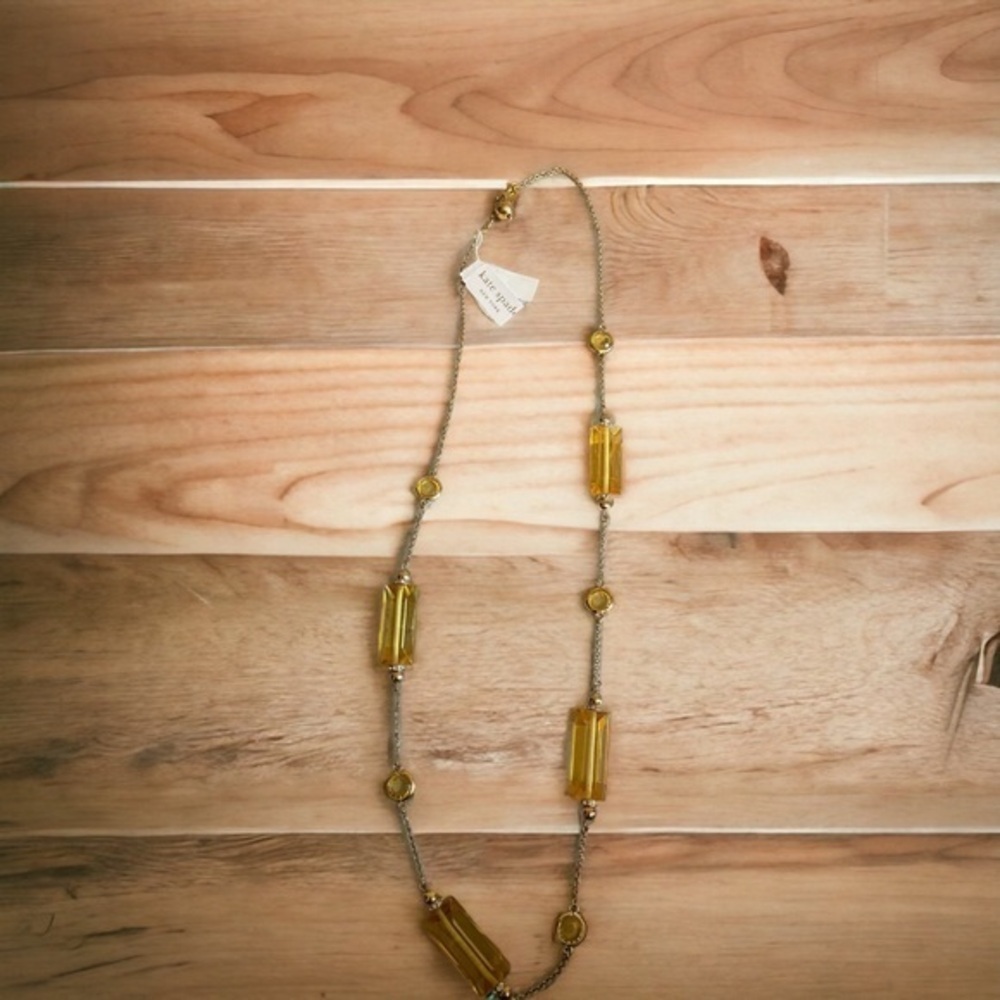 Kate Spade Gold Tone Citrine Geometric Gemstone Necklace